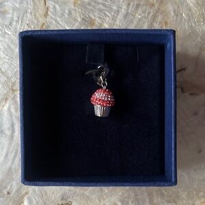 Swarovski Red and Silver Cupcake Crystal Charm